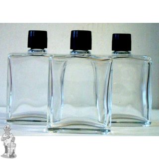 Zakfles/ parfum (heup)flacon, inhoud 100 ml.( met zwarte schroefdop en druppel plugje) per doos 42 stuks