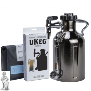 Growlerworks | uKeg 1.47 liter (12 kopjes)  Nitro Cold Brew Koffiezetapparaat Vaatje, zwart chroom